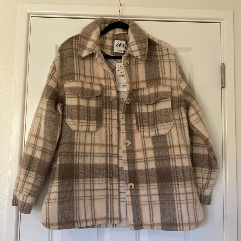 Brand New - Neutral Zara Flannel Jacket